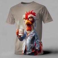 Summer Men's Cock 3D Printed Crew Neck T-Shirt 6XL gray