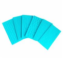 Fondant Impression Mat Set 6pcs Silicone Sugarcraft Wedding Cake Decor Tools Sugar Paste Baking Mould Tree Bark Brick Wall Flower Cobblestone Stone W light blue šviesiai mėlyna spalva