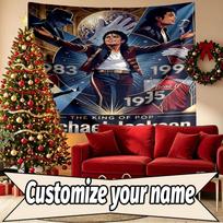 Custom Name Personalized Michael Jackson POP Print Tapestry, Wall Art Decor, Bedroom, Dorm, Apartment, LivingRoom, Party Backdrop, Gift for Birthday 150cmx200cm