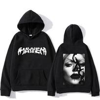 Lady Gaga madingas džemperis su gobtuvu MAYHEM kryžminio pjūvio spaudinys, retro rudens megztinis su gobtuvu, unisex laisvi gatvės drabužiai 4XL black