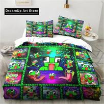 3D Print Funny Play U-Unspeak-able Bedding Set Boys Girls Twin Queen King Size Duvet Cover Pillowcase Bed boys Adult Bedroom EU Single 90x200cm green