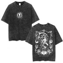 Anime Death Note Ryuk Yagami Light L·Lawliet T Shirts Vintage Washed Unisex Cotton T-shirt Loose Short Sleeve T-shirts Tops 3XL black