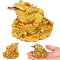 Chinese Traditional Fortune Three Legged Frog Coin Decor orange