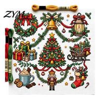 Christmas Cross Stitch Kit Kit, Winter Holiday DIY Embroidery Xmas Handcraft Kits Tree Craft for Adults, Home Decor Handmade Decorations D