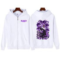 Sosuke Aizen BLEACH Anime Graphic Zip Up Hoodie Harajuku Fashion Streetwear Men Women Long Sleeve Fleece Zipper Hooded Jacket M white