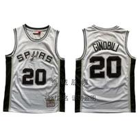 Mens Cotton Blend Basketball Jersey With Embroidered NBA Legend Names - Wembanyama Duncan Ginobili Rodman XXL