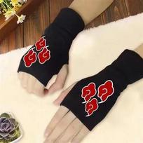 Naruto Anime Cosplay Black Gloves Akatsuki Itachi Bicycle Motorcycle Fingerless Warmer Wrist Gloves Toys for Children Adult Gift One Size white