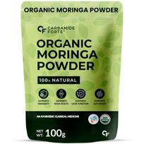 Carbamide Forte Organic Moringa Powder 100g USDA Certified | Energy, Digestion & Immunity Boost beige