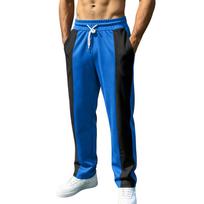 Men’s Loose Fit Jogger Pants with Stitching Drawstring Waistband and Wide Leg Design for Sports and Casual Wear XL tamsiai mėlyna spalva