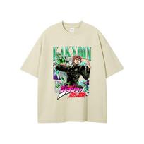 Anime JoJo Bizarre Adventure Kakyoin Graphic T-shirt Unisex Manga Vintage T Shirts Men Women Casual Cotton Short Sleeve T-shirts 2XL beige