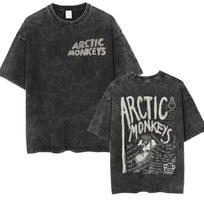 Retro Rock Arctic Monkeys Muzikos Albumo Grafiniai Marškinėliai Vyriški Vintažinio Skalbimo Dideli Trumpomis Rankovėmis Marškinėliai Gatvės Drabužiai 3XL gray