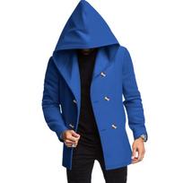 Men's Mid-length Slim Windbreaker Hooded Casual Solid Color Jacket XXXL blue
