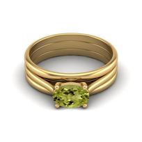7X5mm Oval Peridot 925 Sterling Silver Gold Vermeil Three Shank Solitaire Women Engagement Ring 7 geltona