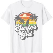 Surfer Girl Beach Retro 70s Vintage Surfing Vacation Gift T-Shirt XXXXXL balta