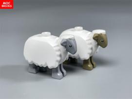 MY OWN CREATION Blocks Cute Sheep Goat Shed Sheepfold Animal DO-IT-YOURSELF Farm Grassland View Building Blocks Add-Ons Children s Playthings Gifts white