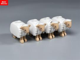 MY OWN CREATION Blocks Cute Sheep Goat Shed Sheepfold Animal DO-IT-YOURSELF Farm Grassland View Building Blocks Add-Ons Children s Playthings Gifts white
