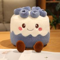 30CM Kawaii Mielas Šokoladinis Braškių Mėlynių Mangų Tortas Pliušinis Lėlė Vaikų Vaisių Tortas Rankų Darbo Lėlė Dovana 30cm mėlyna