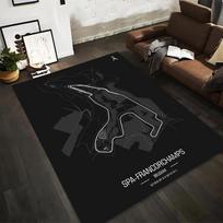 Race Track Map Design Rug: Spa-Francorchamps. Non-slip rug suitable for living room and bedroom sofas. 80x120cm( 31x47in)