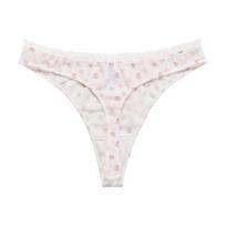 European and American sexy thong low waist panties large size lace sexy breathable printed pure cotton crotch thong M white