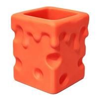 3D Printed Cheese Pen Holder Melting Cheese Cube Pencil Storage Container Makeup Brush yellow