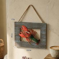 Mediterranean Style Wooden 3D Crab Lobster Wall Decorative Painting Ocean Theme Hanging Ornaments for Living Room Bar Wall Decor gray