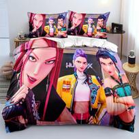 K-Pop Bedding Set Demon Hunters Themed Pink Print Polyester Student Dormitory Bed Sheet Duvet Cover Kid Gift Home Textile US Twin(172x218cm) gray