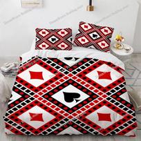 Poker King Queen Duvet Cover Modern Card Game Bedding Set Gamer Playing Comforter Cover Gambling Athletics Microfiber QuiltCover EU Single 135*200cm/53x79in 3pcs red
