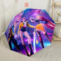 K-pop Demon Hunters Portable Automatic Umbrella Retractable Design with 8-Rib Durability Compact Design for Women/Men Vibrant Pattern Umbrella sans purple