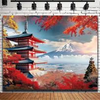 1pc, Japanese scenery background Fuji Kiyomizu Temple background photo props, party home decoration, party wall decoration 70.9x43.3inch/180*110cm gray