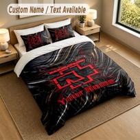 Bedding Set 1 Duvet Cover 2 Pillowcases Rammstein Print Soft Bed Linen Bedroom Decor 135cmx200cm brown