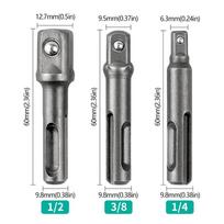 3Pcs Sds Socket Driver Set Drill Bit Adaptor 3/8 1/4 1/2  Hex Shank Converter Impact Drill Hammer Adapter Tools 3pcs