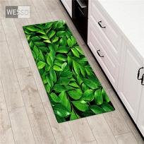 Žali lapai 3D spausdinimo virtuvės kilimėliai grindims Minkštas miegamojo kilimėlis prie lovos Vonios kambario kilimas Neslystantis tualeto kilimėlis, ilgas 40x60cm black