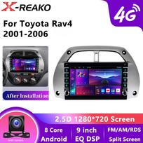Android 2Din automobilio radijas Multimedijos vaizdo grotuvas Navigacija 4G 8 branduolių GPS Skirtas Toyota RAV4 2001-2006 Carplay Pagrindinis įrenginys 8 core 4GB+64GB black