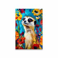 Vibrant Baboon Print Cheetah Safari Animal Colourful Prints Poster Botanical Rhino Flamingo Canvas Painting Home Bedroom Decor 21cm×30cm NoFrame blue