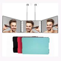 Reguliuojamas LED sulankstomas makiažo veidrodis - Ištraukiamas, trijų pusių kabinamas dizainas Small Rearview Hairdressing Mirror without Light juoda