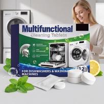 Multifunctional Cleaning Tablets for Dishwashers and Washing Machines Deep Maintenance Easy to Use Removes Buildup 12 Count Pack One Size žalia