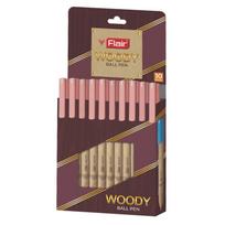 Flair Woody Ball Pens 0.7 mm Red Ink Wallet Pack of 10 Smooth Low Viscosity Smudge Free Writing for Office School Home beige