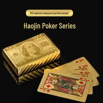 Gold Foil Black Plastic Playing Cards - Waterproof, Wear-Resistant PVC for Dou Dizhu Entertainment beige