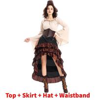 Game Themed Pirate Queen Costume With Ruffled Long Dress For Cosplay Enthusiasts M black