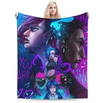 Vi Jayce Caitlyn Viktor Jesus Sevika Arcane Blanket 3D Print Flannel Bedding Throws For Home Decor Super Warm Bedspread Gift Size: 75*100cm, Weight: 230 GSM blue