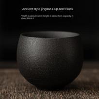 Japoniškas rankų darbo grubios keramikos arbatos puodelis Keraminis Kung Fu arbatos rinkinys Vieno puodelio senovinio stiliaus Ramus kelias Antikvarinės meistrystės dovana 80ml black