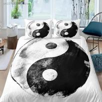 Yin Yang patalynės užvalkalų komplektas Boho Trippy Art Twin antklodės užvalkalas Gossip Tradicinis Ying Yang tema King Size poliesterio antklodės užvalkalas EU Single 135*200cm/53x79in 3pcs gray