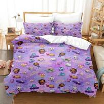 3D Gabi namelio patalynės komplektai Animacinis pledas su užvalkalu 3 vnt. Miegamojo dekoras Vaikams Viengulis/Dvigulis/Pilnas/Karalienės/Karaliaus dydis Duvet Cover Set&EU Single(135x200cm) pink