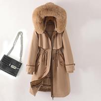 Autumn Winter Big Fur Collar Parka Women Long Thick Faux Fur Jacket Removable Fur Warm Luxury Maxi Coat Belt Furry Outerwear XXXL
