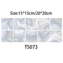 10pcs 15/20cm Marble Tile Stickers Waterproof PVC Bright Film Self-adhesive Wall Sticker for Bathroom Kitchen Camper Home Decor 15cm x 15cm white