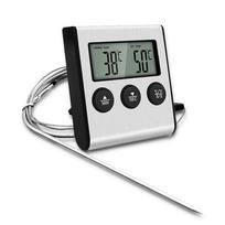 Kitchen Digital Cooking Thermometer BBQ Oven Meat Grill Timer Function Heat Meter Home Baking Household Cooking Temp Gauge Probe black