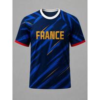France Style T-Shirt Men Women 3D Print Textured Graphic Top Short Sleeve Casual Streetwear Breathable Quick Dry Summer Wear 6XL blue