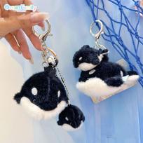 Mom-child Shark Crab Pendants Soft Plushie Dolphin Seal Keychain Sea Animal Plush  Bag Charm Orca