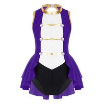 Vaikų Mergaičių Cirko Vedėjo Kostiumai Bodis be Rankovių Helovino Šventė Karnavalas Cosplay Apranga 13-14 Years violetinė