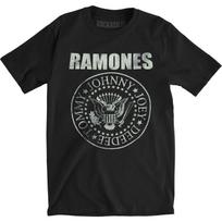 Men's Ramones Seal Hey Ho (Back Print) Slim Fit T-shirt Large Black L gray